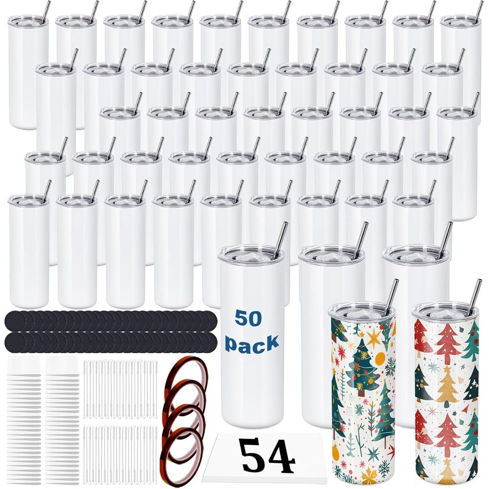 Tumbler 20Oz White - 50 Pack 20 OZ Sublimation Tumblers