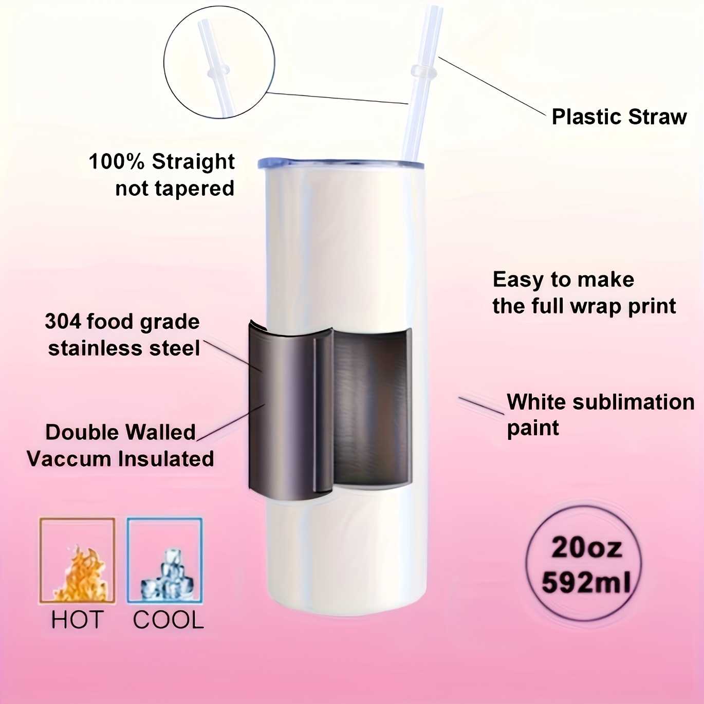 50/25/10 Pack Sublimation Tumb – обзор и цена Tumbler 20Oz White