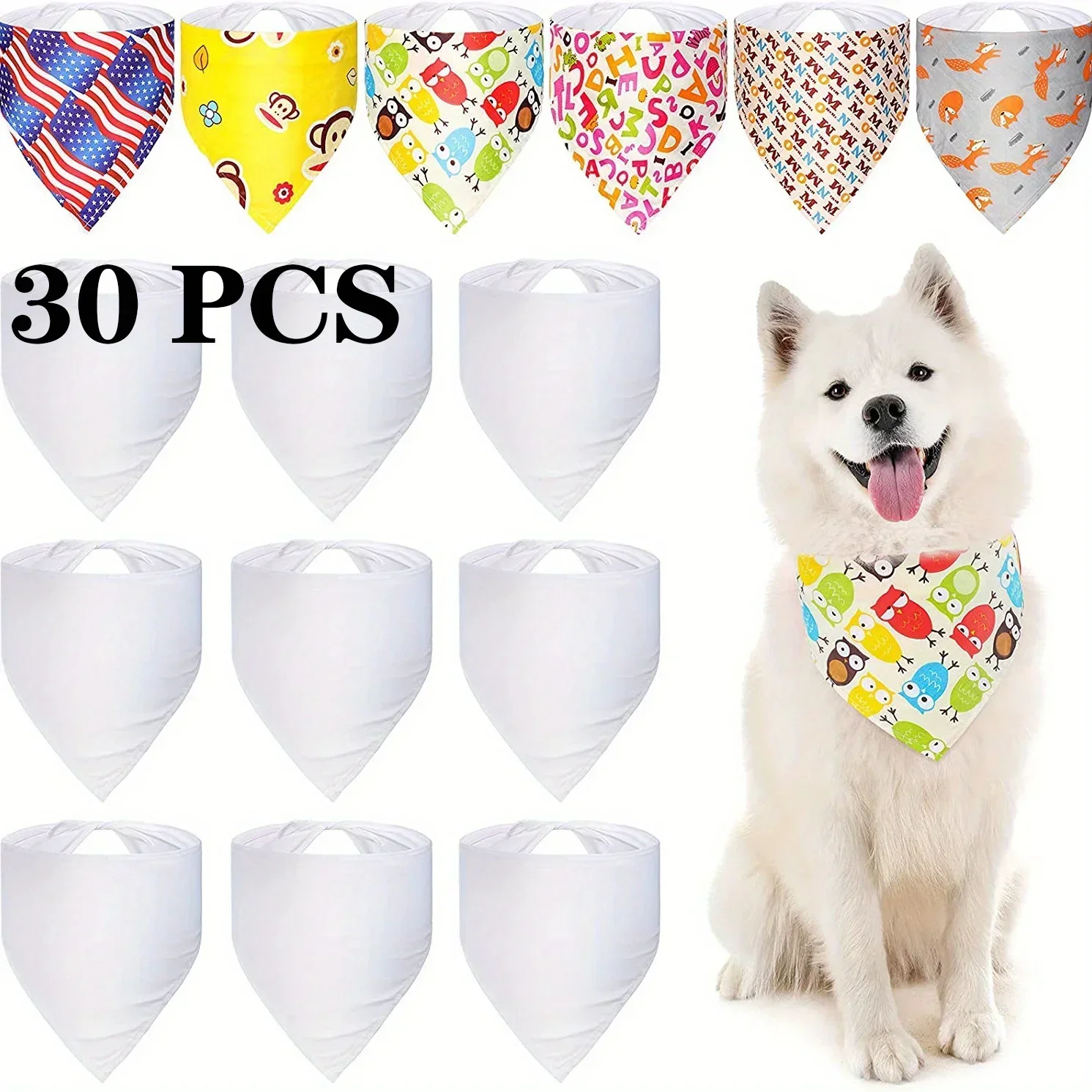 30pcs White Polyester Blank Do – обзор и цена Bandana Blank White