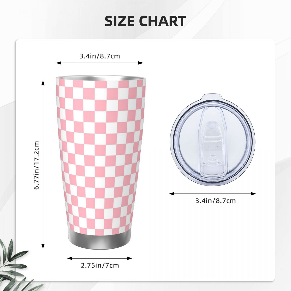 Pink White Checkerboard Patter – обзор и цена Tumbler 20Oz White