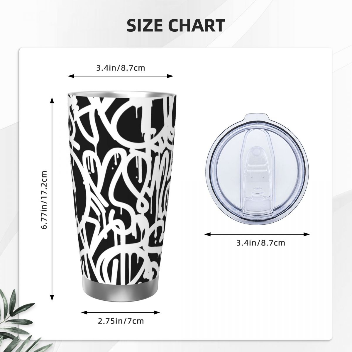 Black And White Graffiti Stain – обзор и цена Tumbler 20Oz White