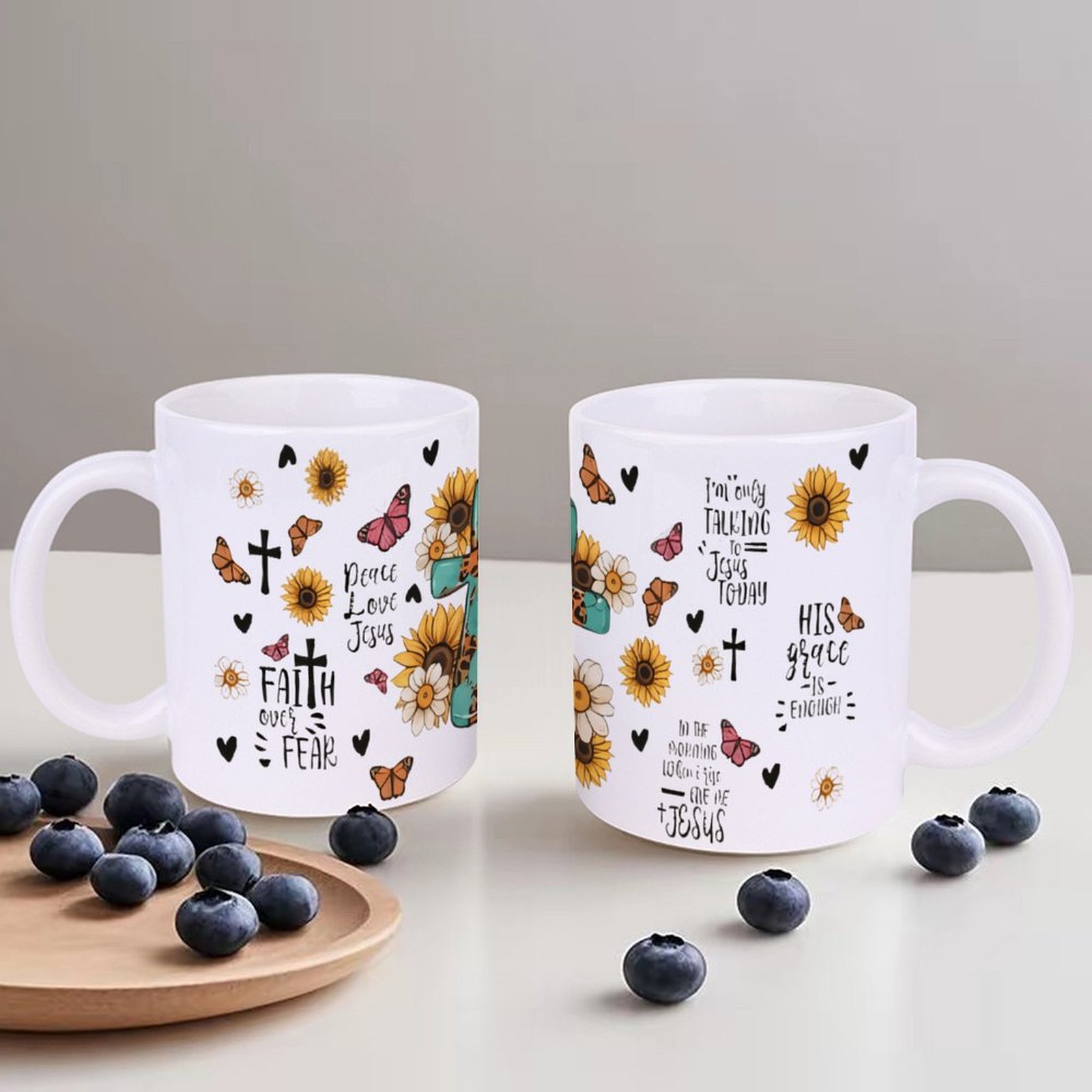 A Cross Surrounded By Sunflowe – обзор и цена Sublimation Mug White