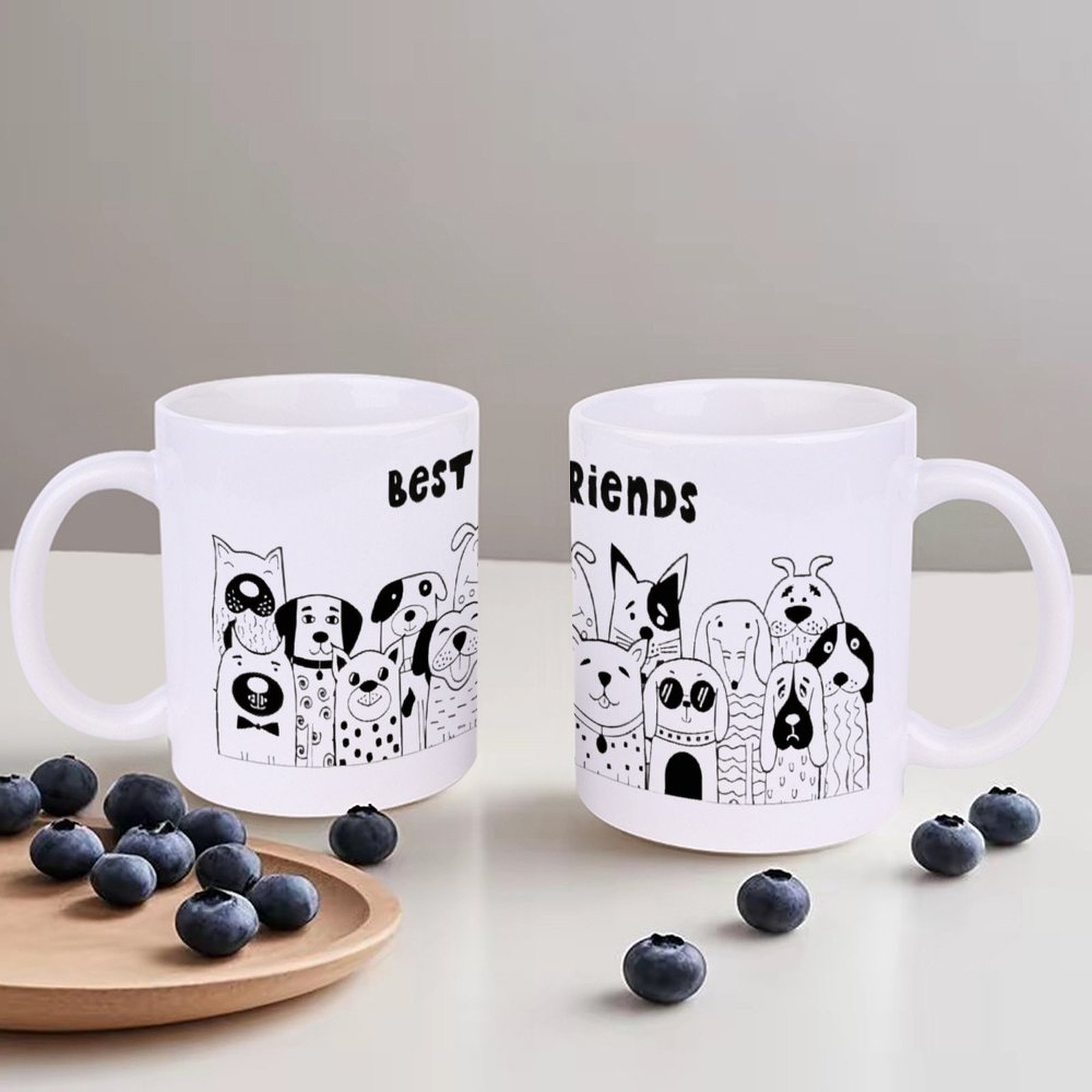 Illustration Of Dogs With The  – обзор и цена Sublimation Mug White