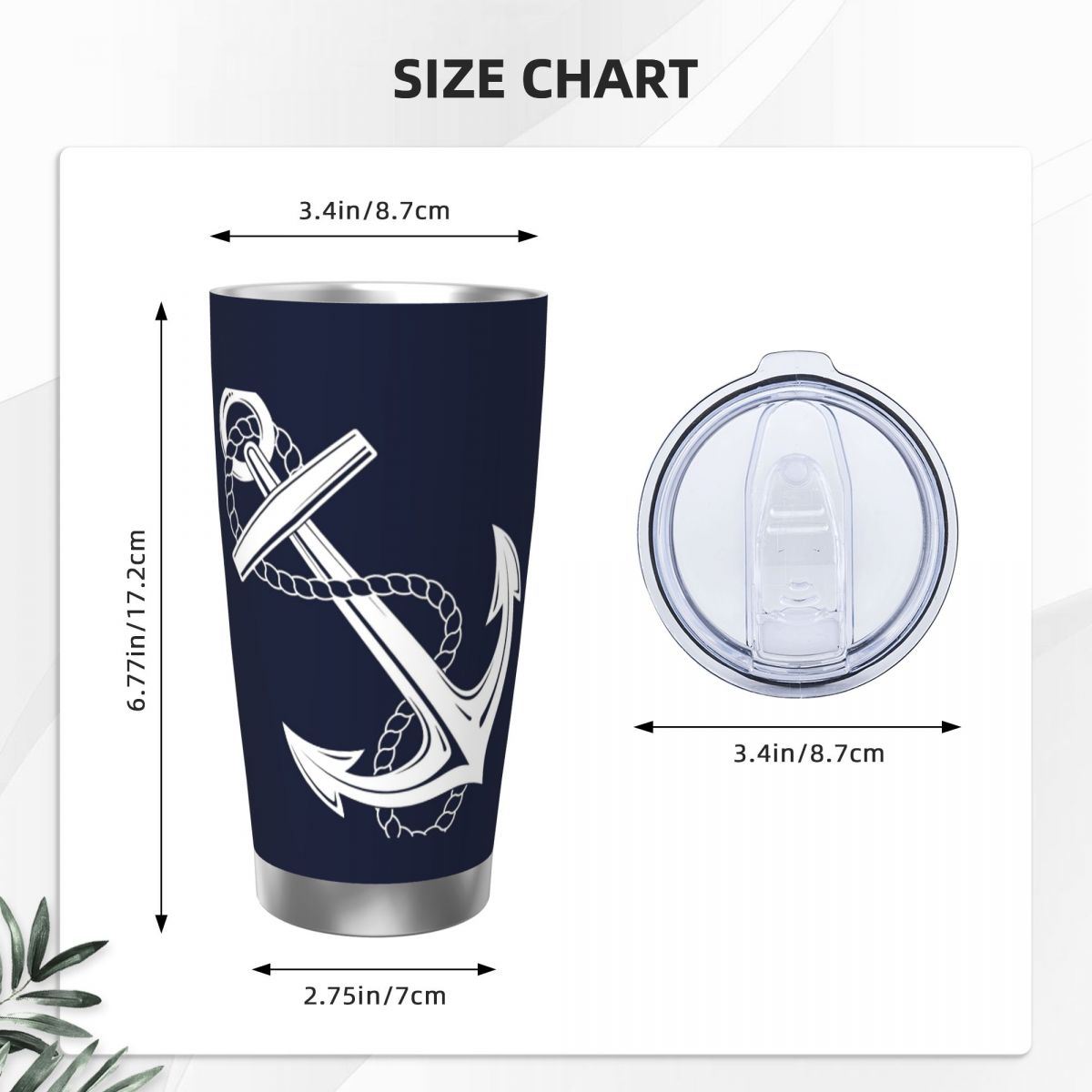 Anchor Nautical White & Navy S – обзор и цена Tumbler 20Oz White
