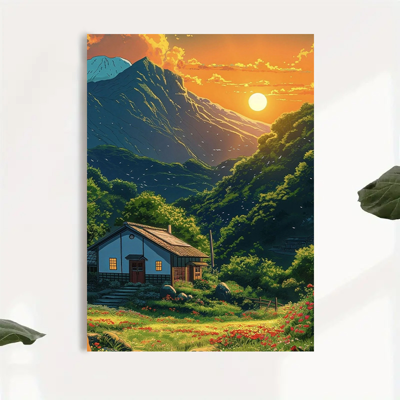 1pc Mountain Cabin Sunset Canv – обзор и цена Canvas Wrap Ready